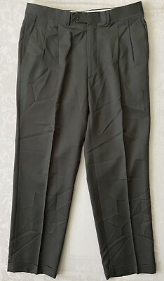 Pazoni Pleated Dress Work Pant Moss Green Wool Men 34x31 Made in Italy