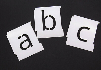 Alphabet Buchstaben Schablonen Set Kleinbuchstaben a-z Open Sans Model Schriftgrößen 15mm-100mm