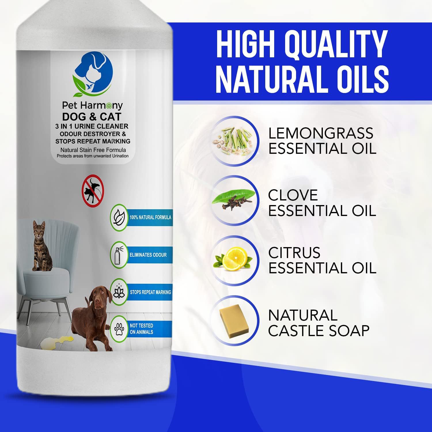 Pet Harmony Natural Cat And Dog Urine Repellent Cleaner Spray, Strong