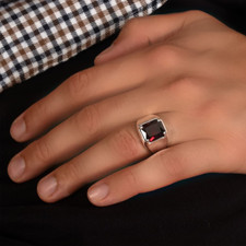 MENS SIGNET RED GARNET RING 925 STERLING SILVER RING MENS RING GIFT FOR HIM