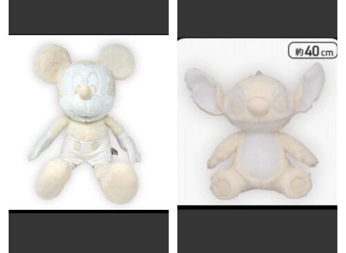 Disney Stitch＆Mickey 100th Platinum White Super big Stuffed Toy authentic japan - Afbeelding 1 van 7