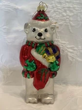 Mistletoe Magic Collection Bear With Christmas Stocking Tree Ornament 7” Tall