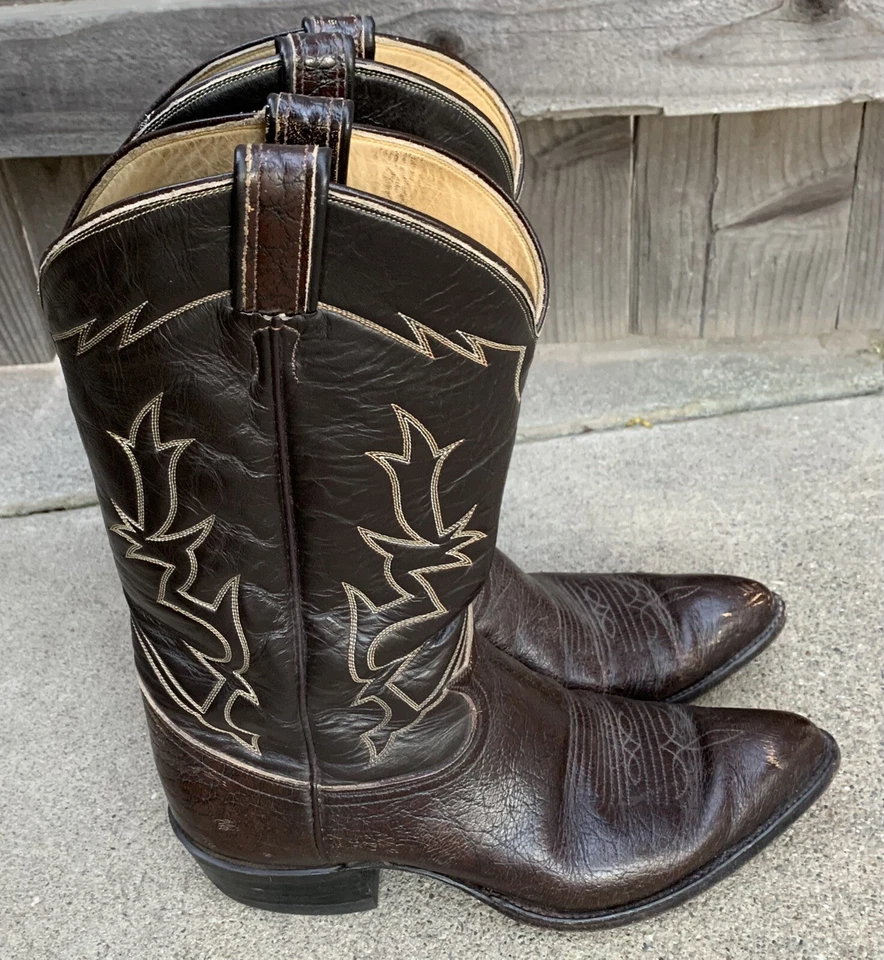 vintage Tony Lama cowboy boots western brown leather mens size 9 1/2 D - Image 4 of 4