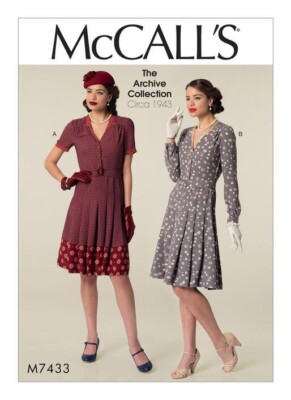 out-of-print: McCall´s Schnittmuster, Vintage 1940er, M7433 Kleider, Gr. 14 - 22