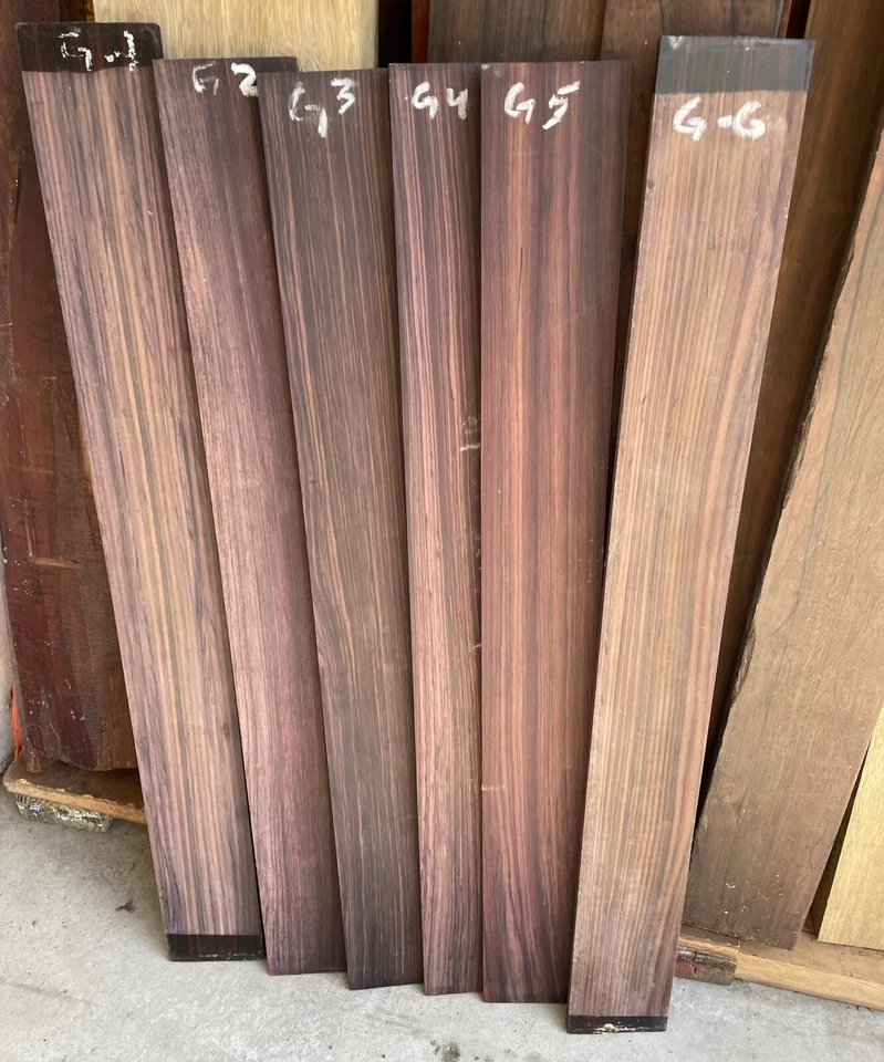 Dalbergia Rosewood Lote 6 Diapasones Bajo 27x3,1/4x3/8 Proyectos Guitarra Foto 2 de 2