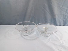 Set of 2 Imperial Clear Glass Candlewick Small Footed Serving Plates