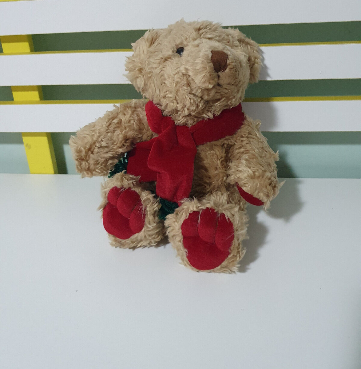 MYER TEDDY BEAR COMMONWEALTH BEAR OLDER VERSION RED FEET SCARF