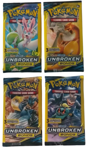 Lot of (4) Pokemon Unbroken Bonds 3 Card Booster Packs Full Art Unweighed  Sealed
