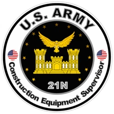 US Army Construction Equipment Supervisor Bumper Sticker Military Decal 5"