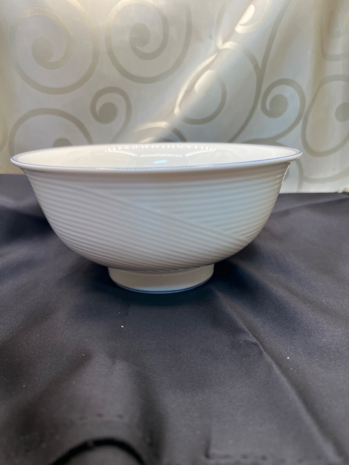 Dansk TapestrieDamask Blue Collection White Mixing Bowl by Jack Lenor Larsen RV8