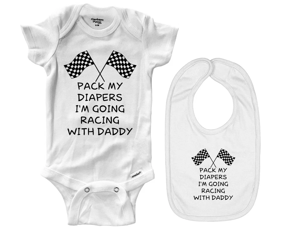 Pack Mis Pañales Voy a Correr Con Papá Bebé Body Una Pieza Ropa Divertida Foto 2 de 3