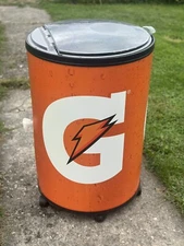 PFI Gatorade Iceman II Drink Cooler w Wheels, Lid & Reservoir Orange w Logo Used