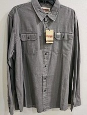 Wrangler Rugged Wear Shirt Mens Medium Gray Long Sleeve Button Up Size XL