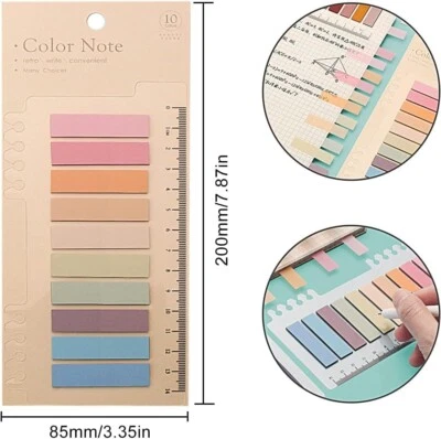 200 x Sticky Adhesive Index Tabs - Post Highlighter Flags - Neon Page Book Mark