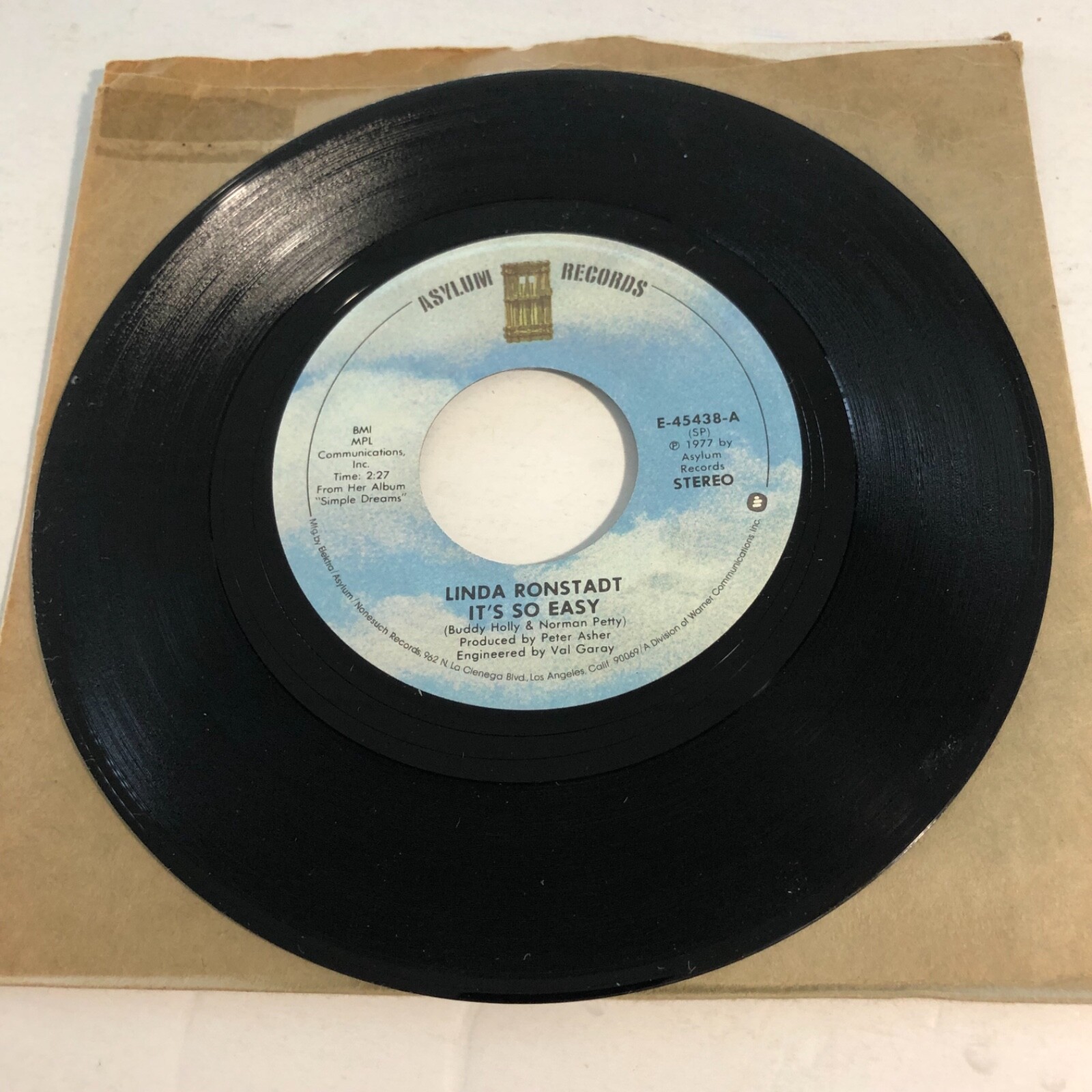 KB179 45RPM Linda Ronstadt Blue bayou, old paint Asylum 45431 yr 1977