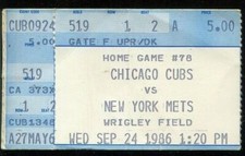 Baseball Ticket New York Mets Chicago Cubs 9/24 World Series Season