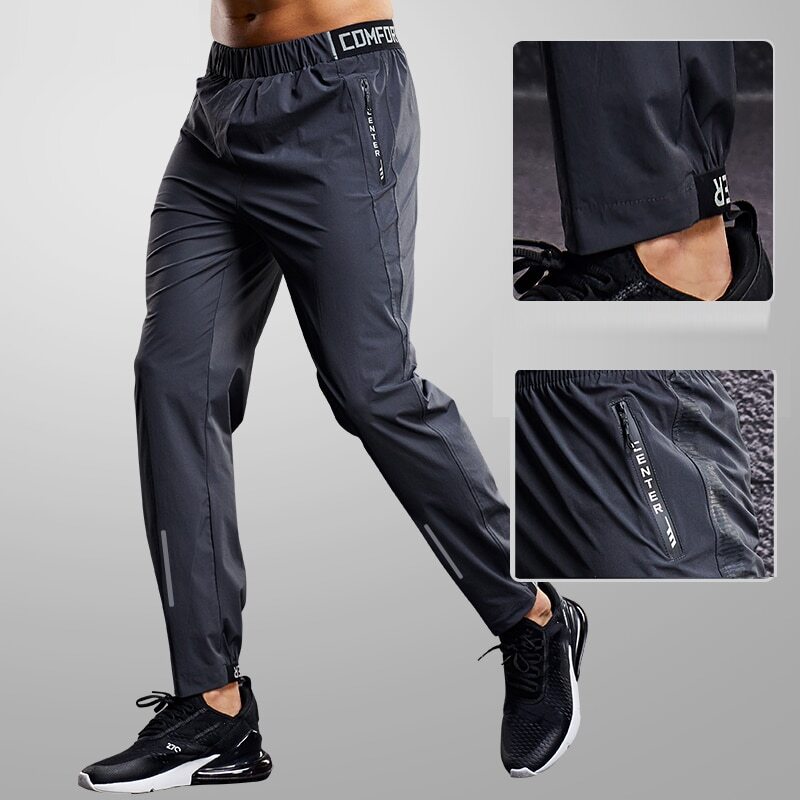Quick-Dry Men's Running Pants with Zipper Pockets for Training & Jogging