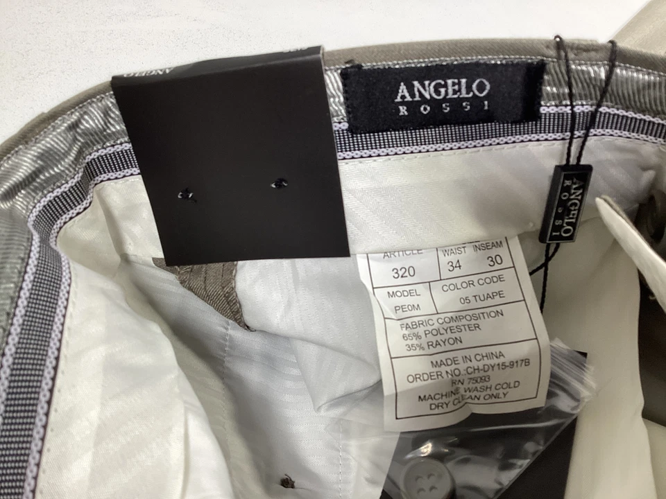 Mens Angelo Rossi Taupe Dress Pants Size 34x30 NEW - Image 2 of 4