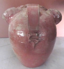 UNUSUAL Tom Phelps Studio Jug Ugly Face Handmade Pottery 2000 Pink Glaze — photo 3