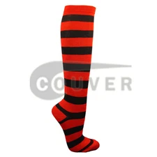 Women's Fashion Wide Multi-Striped Knee High Casual Tube Cotton Socks
