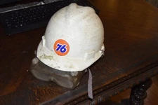 Vintage! Union 76 White Hard Boiled MSA Safety Helmet Hard Hat w/ Patina Goggles