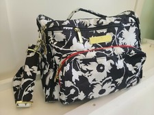 Jujube bff Imperial Princess diaper bag black/white red lining w/changing pad