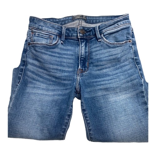 Abercrombie & Fitch Junior Jeans size 25 0R Mid Rise Super Skinny Raw Hem Ripped - Picture 3 of 9