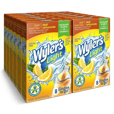 Wyler's Light Singles To Go Powder Packets, Water Drink Mix, Half Iced Tea /