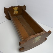 Bambola a dondolo grande vintage in legno culla fatta a mano arredo letto accessori giocattolo