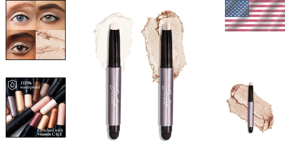 Luxurious Eyeshadow Duo in Pearl Shimmer & Snowfall Matte - Nourishing Formula - Image 2 of 4