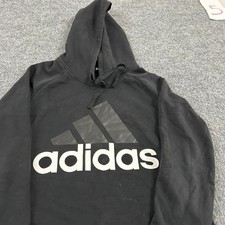 Adidas Hoodie Womens Size L Black Large Logo Pullover Athletic Casual Sweatshirt
