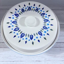 Vintage MARCREST Swiss Alpine Casserole Dish 7 X 4 Blue Green Mid Century Nordic