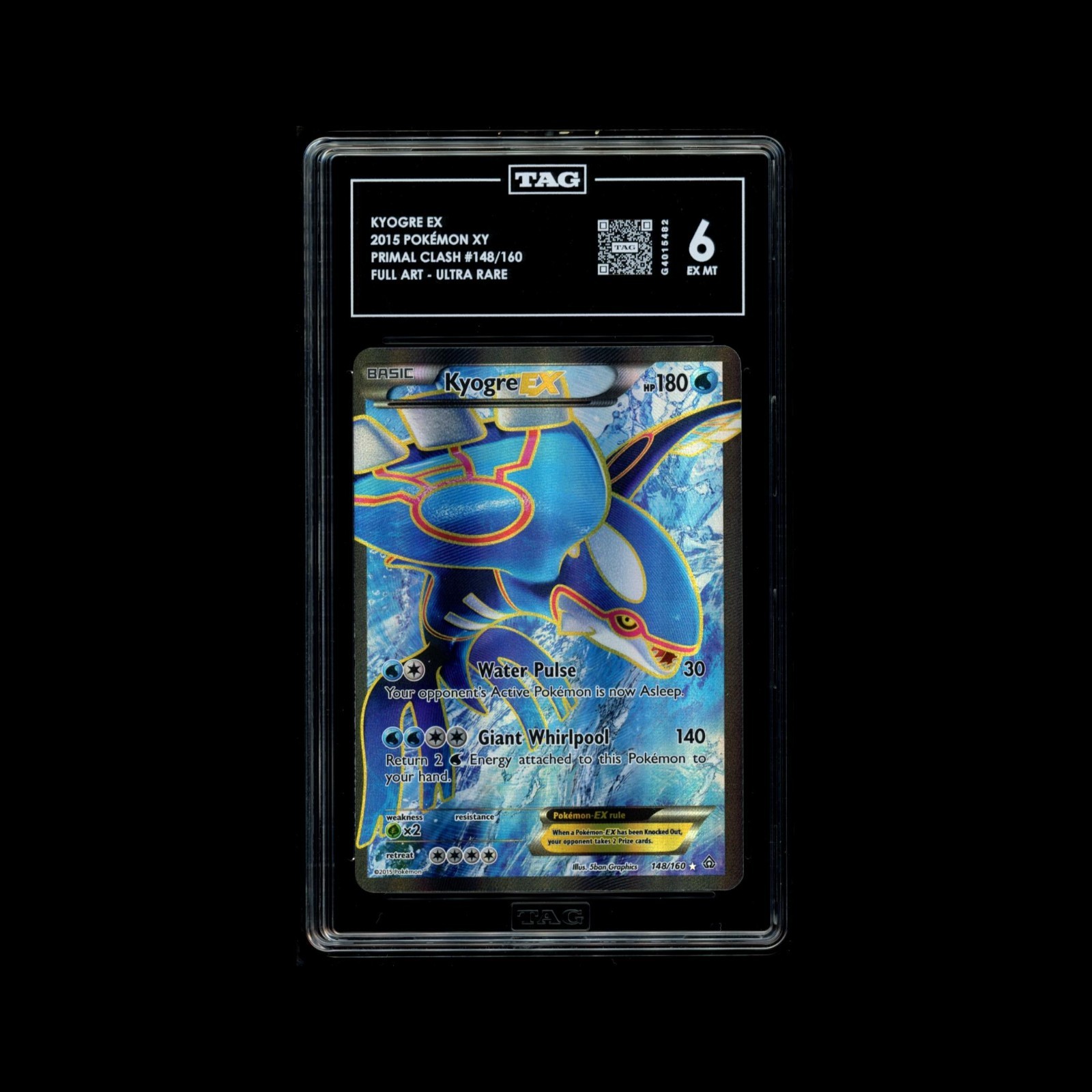 2015 Pokemon XY Primal Clash 148 Full Art/Kyogre EX TAG 6 EX MT