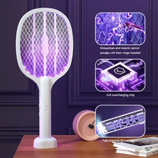 2 in 1 Bug Zapper Racket Handheld Electric Fly Swatter  and Mosquito Trap Lamp 