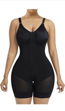Women s Black Shapewear Bodysuit Zipper Front Tummy Control Butt Lifter Mesh