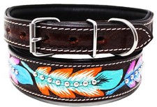 Bling Rhinestone Dog Puppy Collar Crystal Western Cow Brown Leather 6019