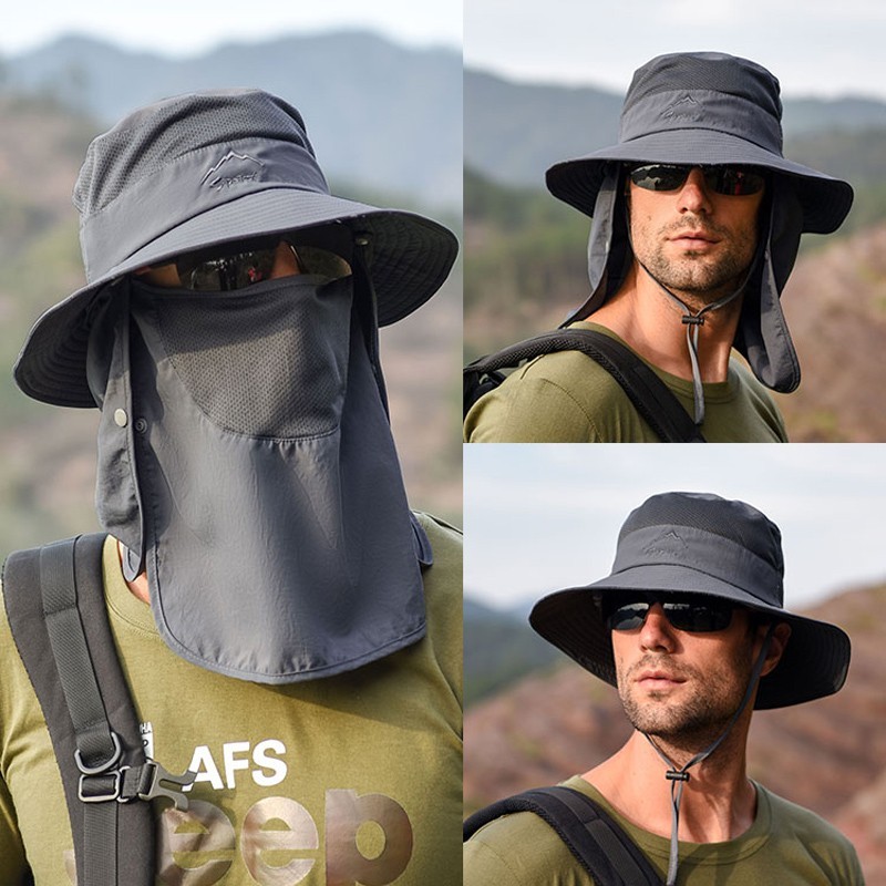 Unisex Fisherman Sun Hat Quick Dry Breathable Outdoor Fishing Face Cover Cap
