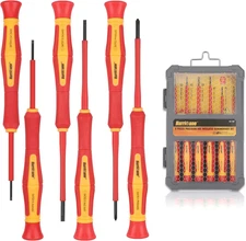1000V Precision Insulated Screwdriver Set, 6 Piece Insulated Electrician Screwdr