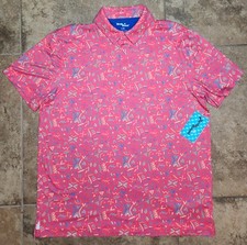Birdie Bound Men L Golf Polo Shirt Stretch Performance Coral Golf Clubs