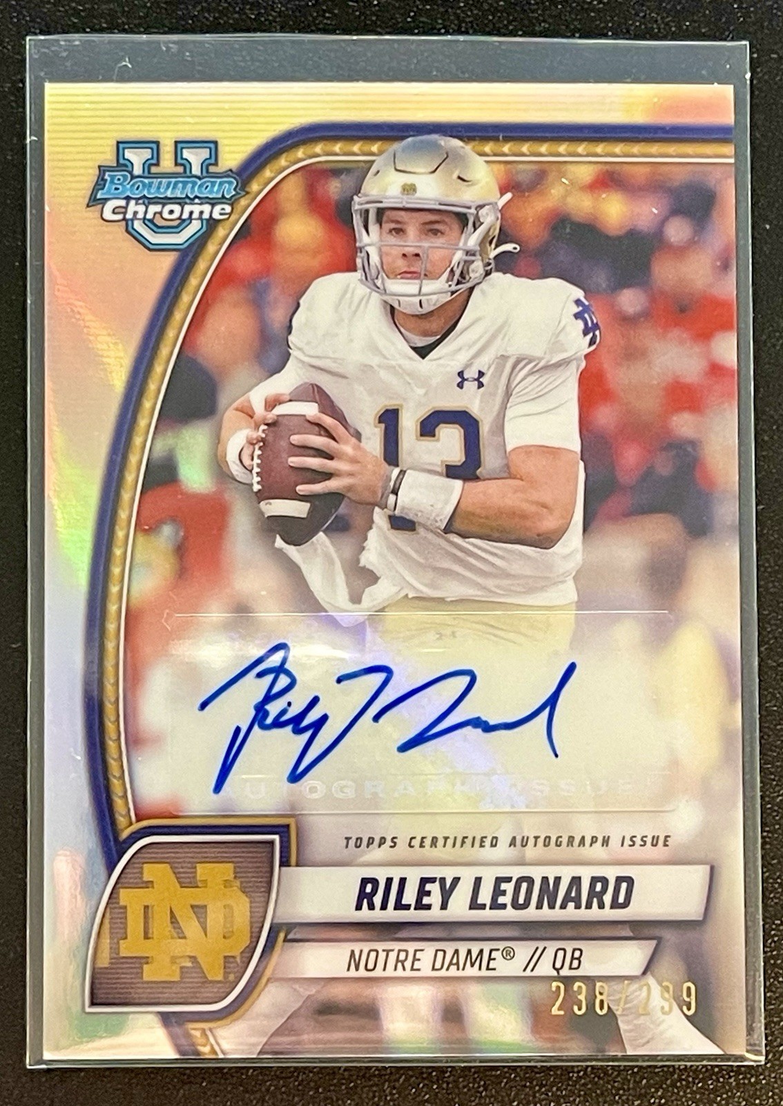 2024 Bowman University Chrome Refractor Riley Leonard PARLE Auto RC /299
