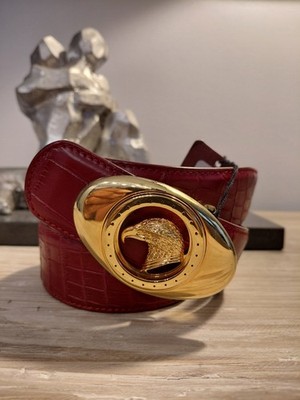 AUTHENTIC Stefano Ricci  RED Crocodile Belt, Size: EU 85 (US 34)