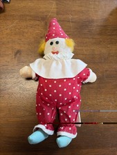 Vintage Stuart Inc. St. Paul MN. USA Red White Polka Dot Clown Rag Doll 10”