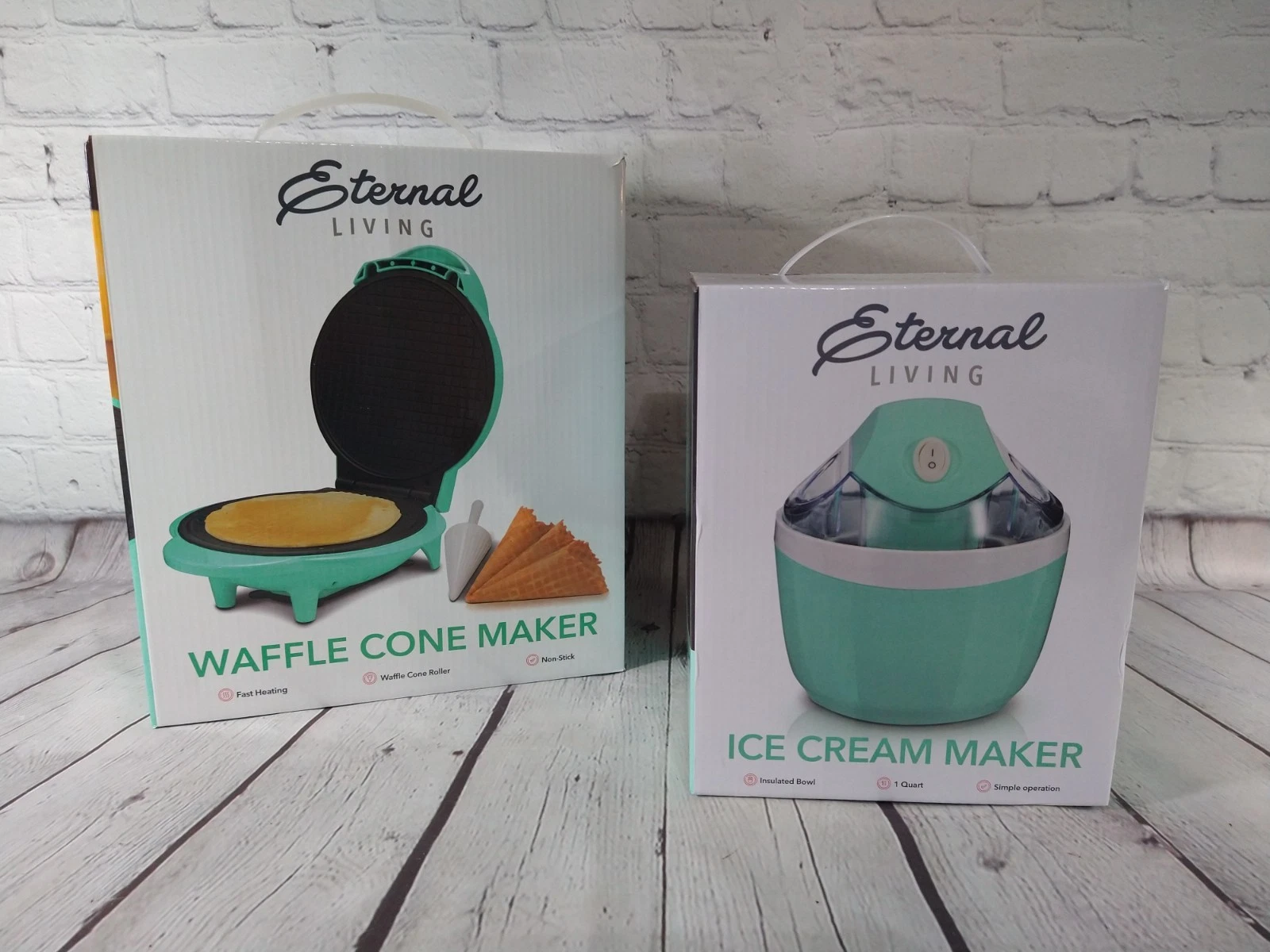 NEW IN BOX Eternal Living / ICE CREAM MAKER & WAFFLE CONE MAKER set