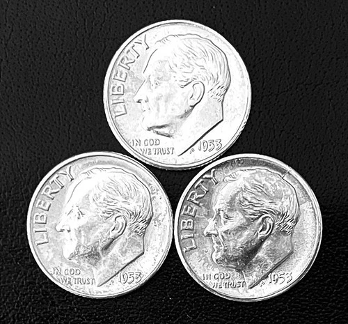 1953 P-D-S 10c SILVER Roosevelt Dime Year set.  GEM BU. (R191)