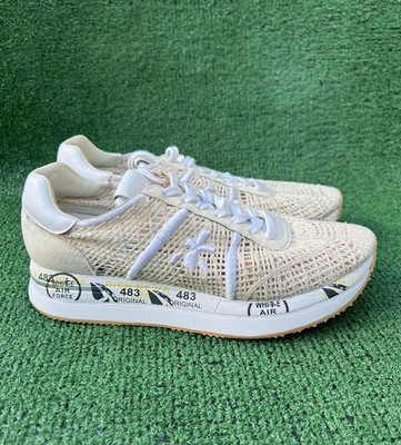 PREMIATA Women shoes Beige tech fabric and leather Conny 6348 sneaker EU Size 39