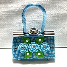 OOAK Barbie Doll Purse Blue Floral Bag For 11” Fashion Dolls Designed by ‘Bee