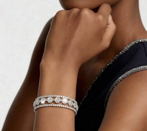 Silver Crystal Rhinestone Bangle Bracelet for Women Elegant Sparkle Cuff Jewelry