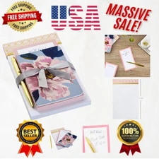 Versatile Gift Set - Pretty Pinks Notepad Bundle with Gold Pen Included