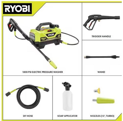 #ad RYOBI 1800 PSI 1.2 GPM Cold Water Corded Electric Pressure Washer RY141802 NEW $94.99