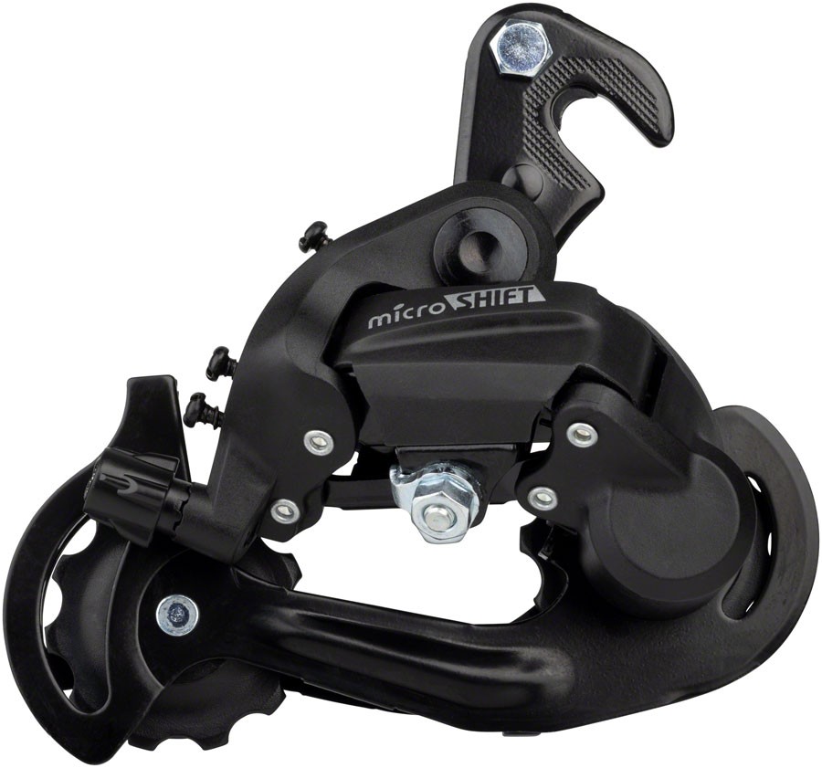 microSHIFT M21 Rear Derailleur - 6,7 Speed, Short Cage, Dropout Claw Hanger, Bla